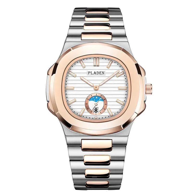 Montre Quartz Étanche Cuir et Acier pour Homme