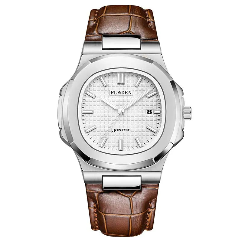 Montre Quartz Étanche Cuir et Acier pour Homme