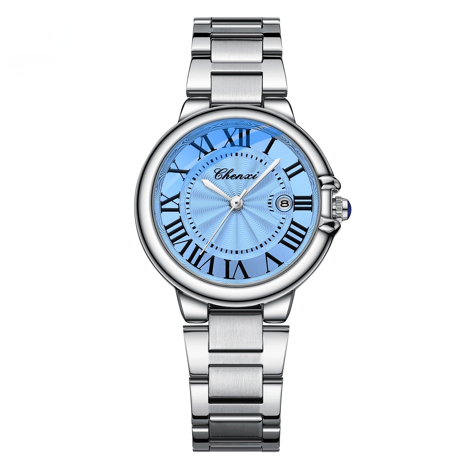 Montre Luminescente Calendrier Bracelet Acier pour Femme