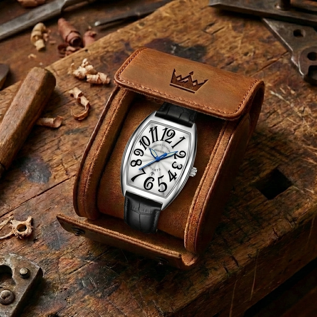 Montre Quartz Homme Bracelet Cuir Luminescent