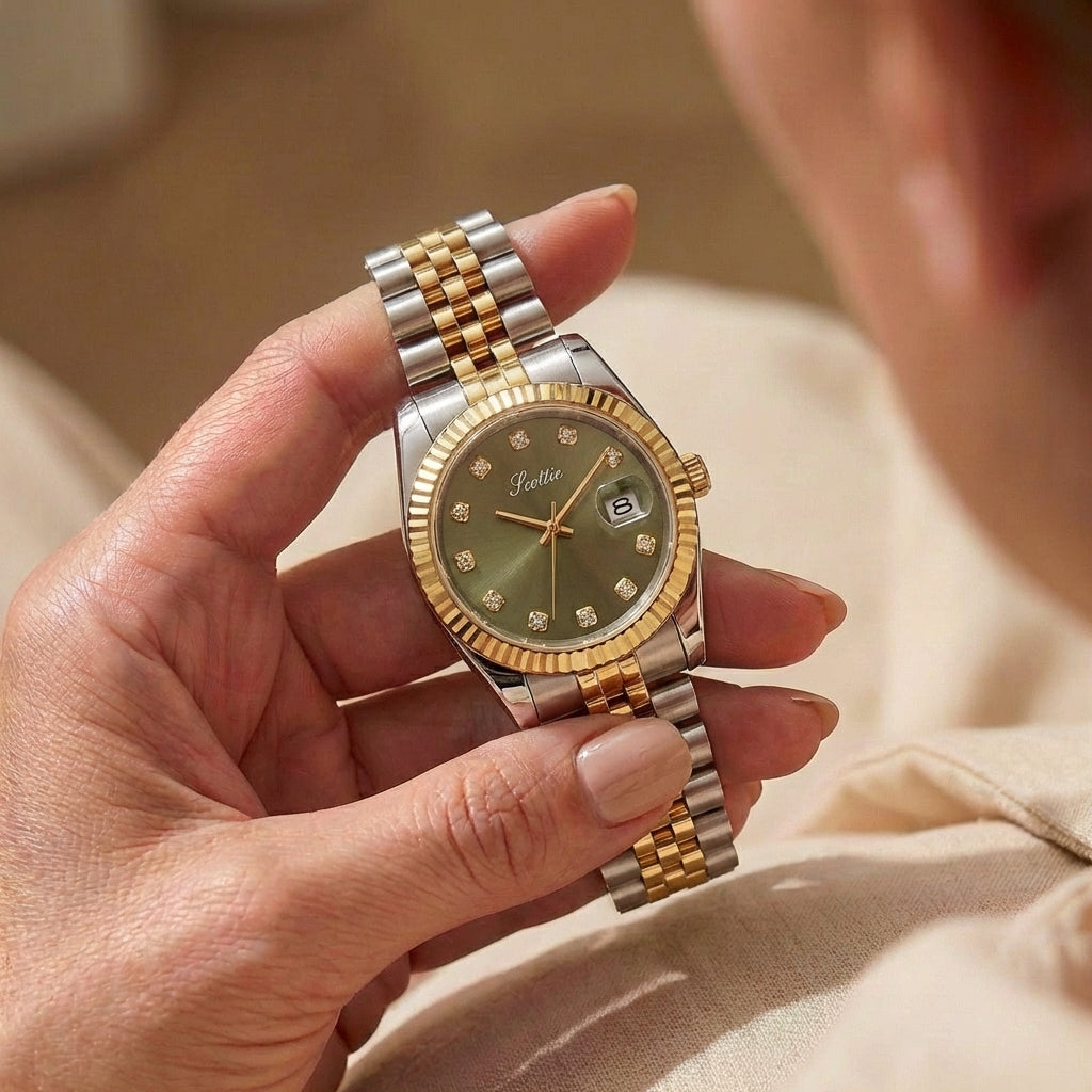 Montre Calendrier Bracelet Acier Élégante pour Femme