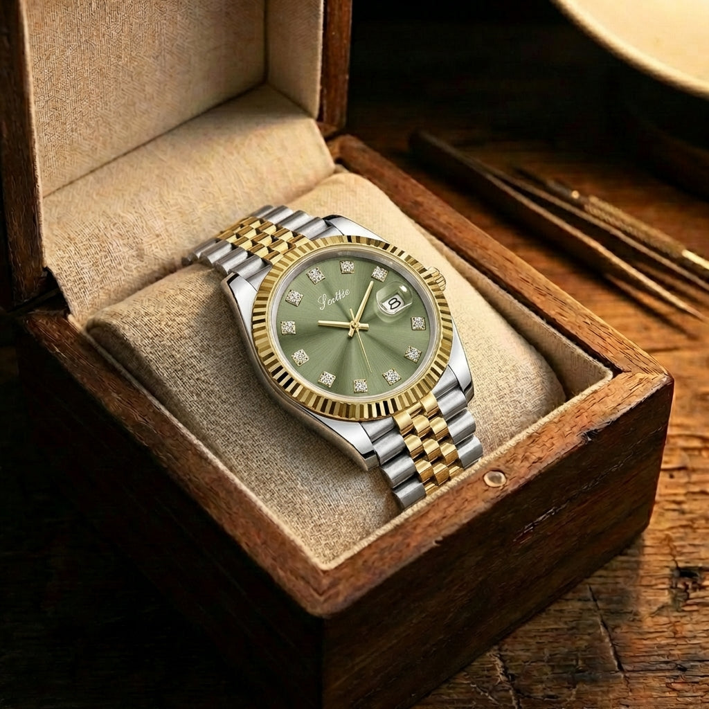 Montre Calendrier Bracelet Acier Élégante pour Femme