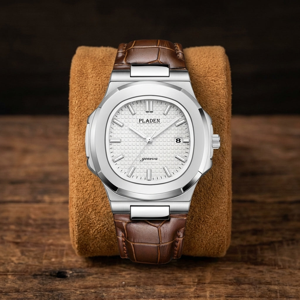 Montre Quartz Homme Cuir & Acier Étanche