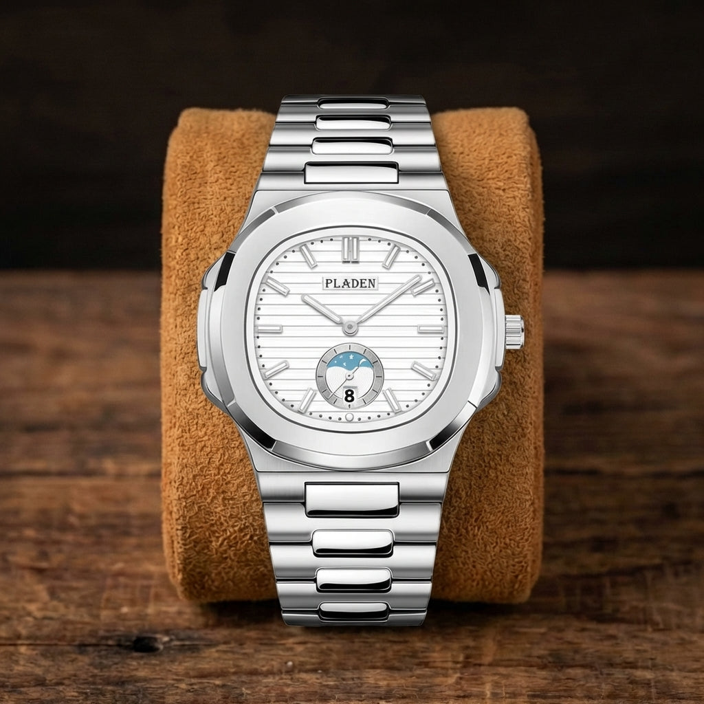 Montre Quartz Homme Cuir & Acier Étanche