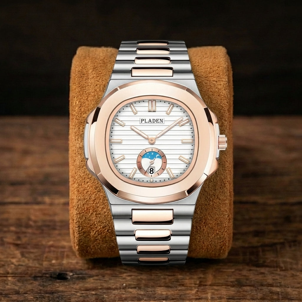 Montre Quartz Homme Cuir & Acier Étanche