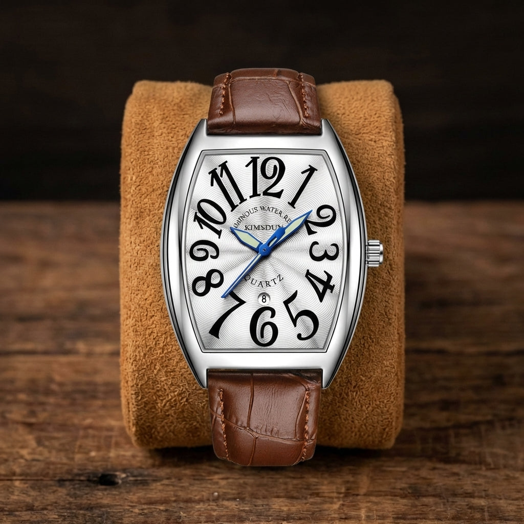 Montre Quartz Homme Bracelet Cuir Luminescent