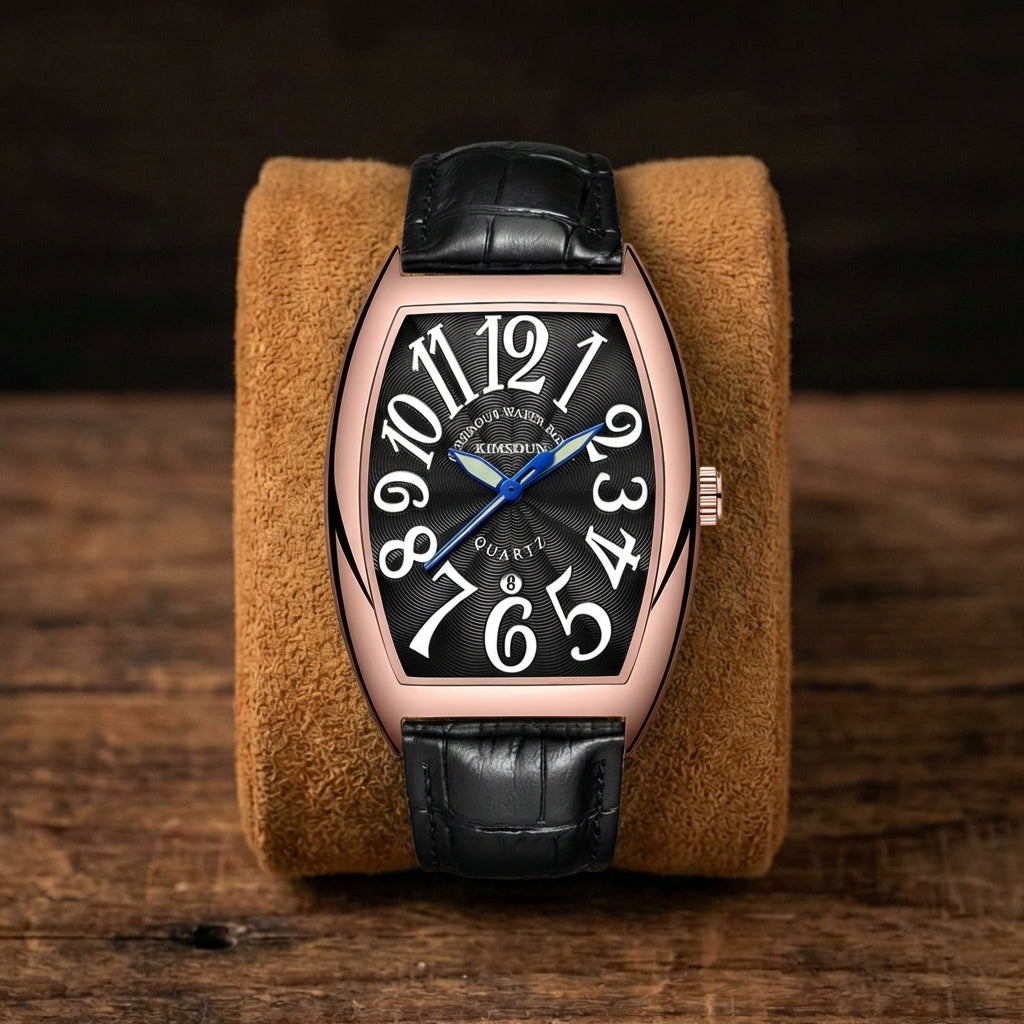 Montre Quartz Homme Bracelet Cuir Luminescent
