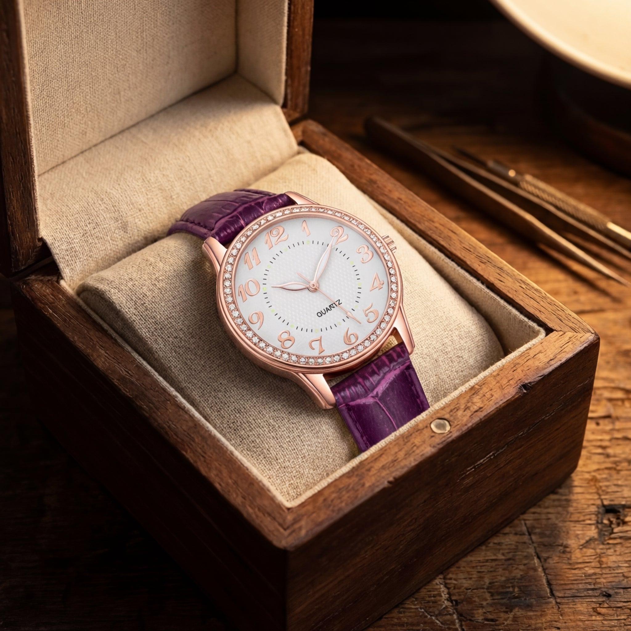 Montre Quartz Diamants Luminescente Bracelet pour Femme