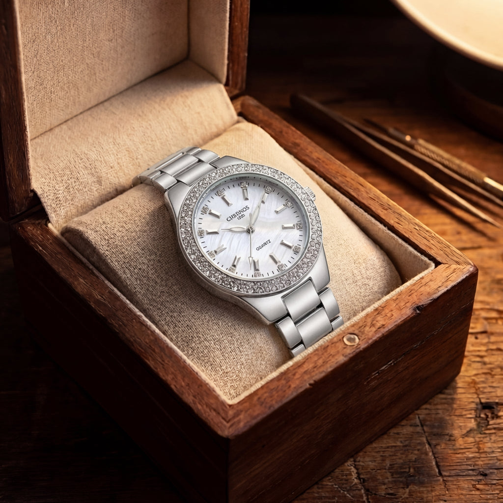 Montre Quartz Sertie de Diamants pour Femme