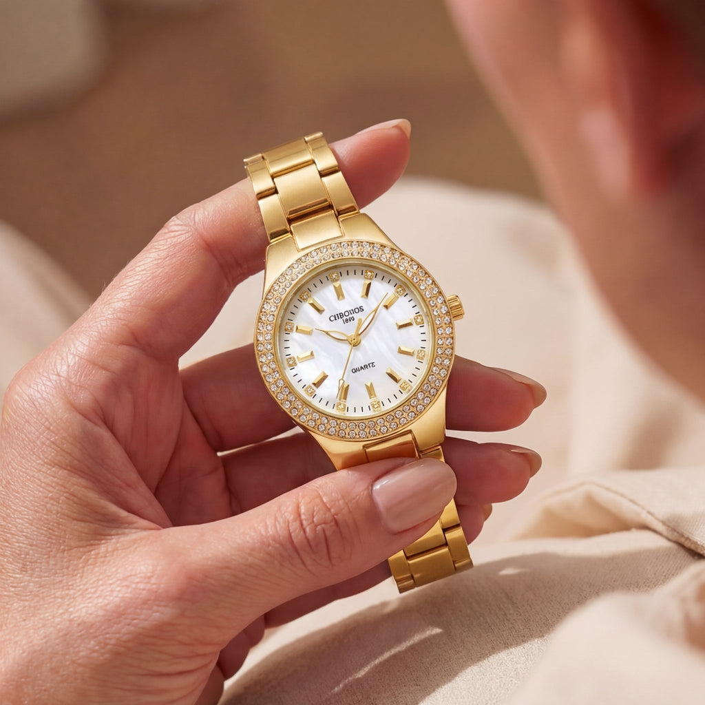 Montre Quartz Sertie de Diamants pour Femme