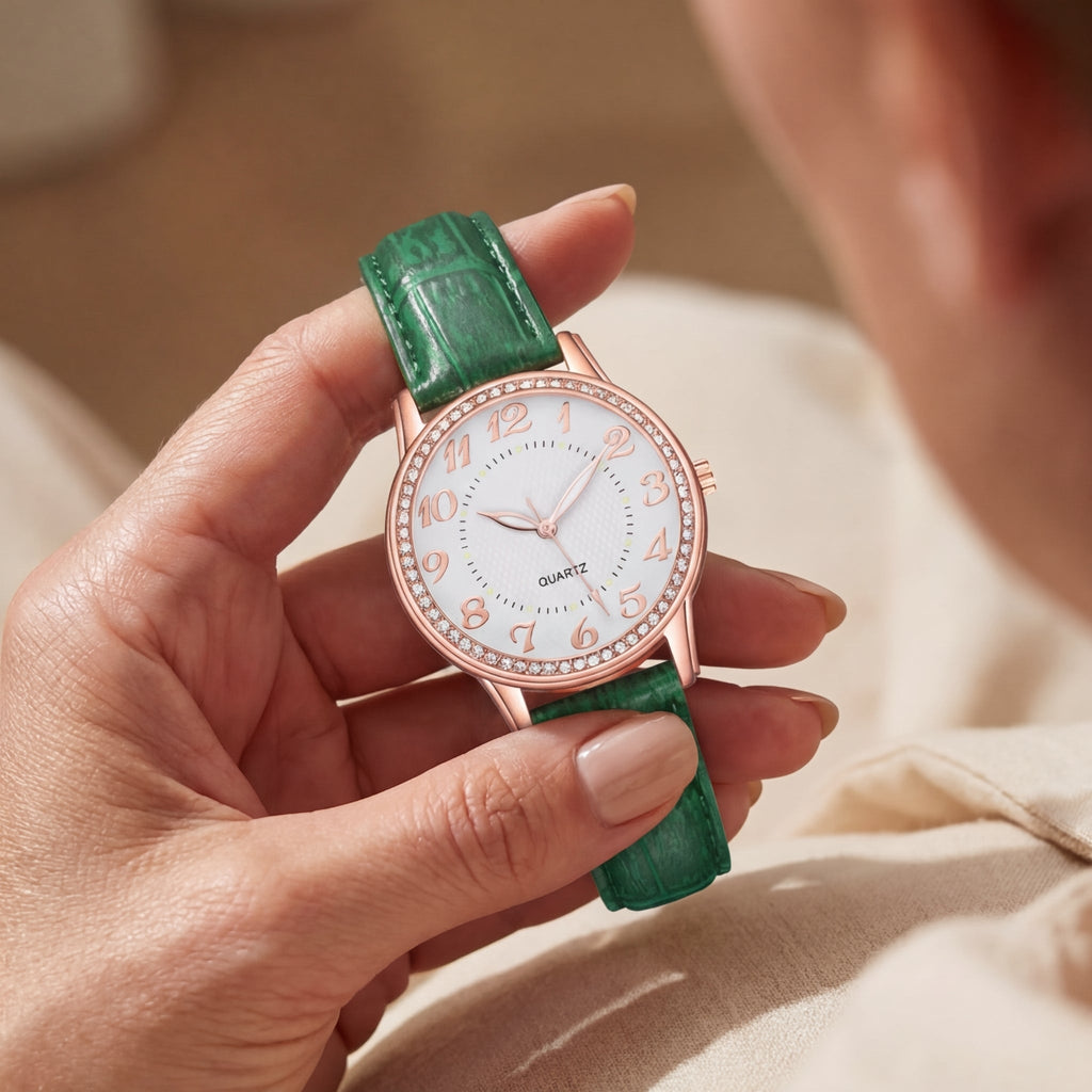 Montre Quartz Diamants Luminescente Bracelet pour Femme