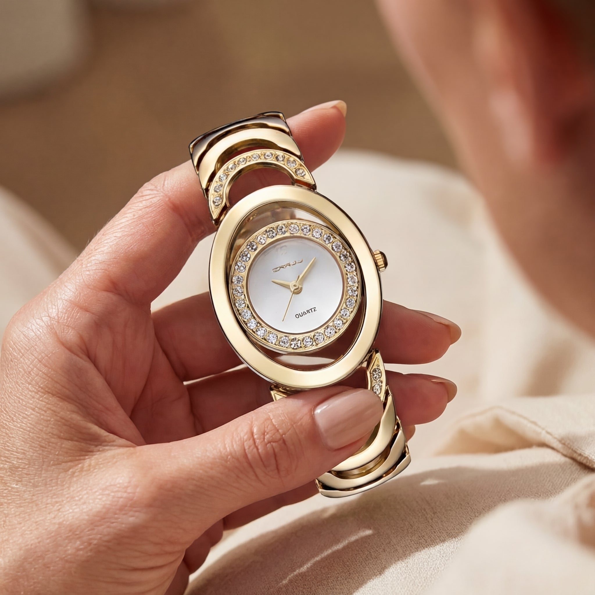 Montre Élégante Diamants Bracelet Acier pour Femme
