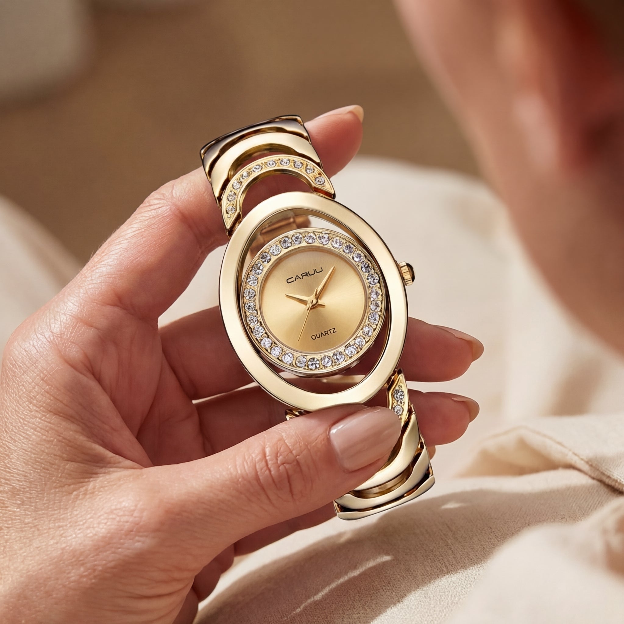 Montre Élégante Diamants Bracelet Acier pour Femme