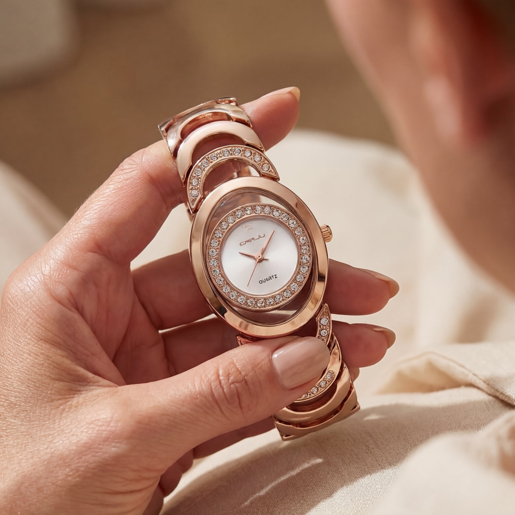 Montre Élégante Diamants Bracelet Acier pour Femme