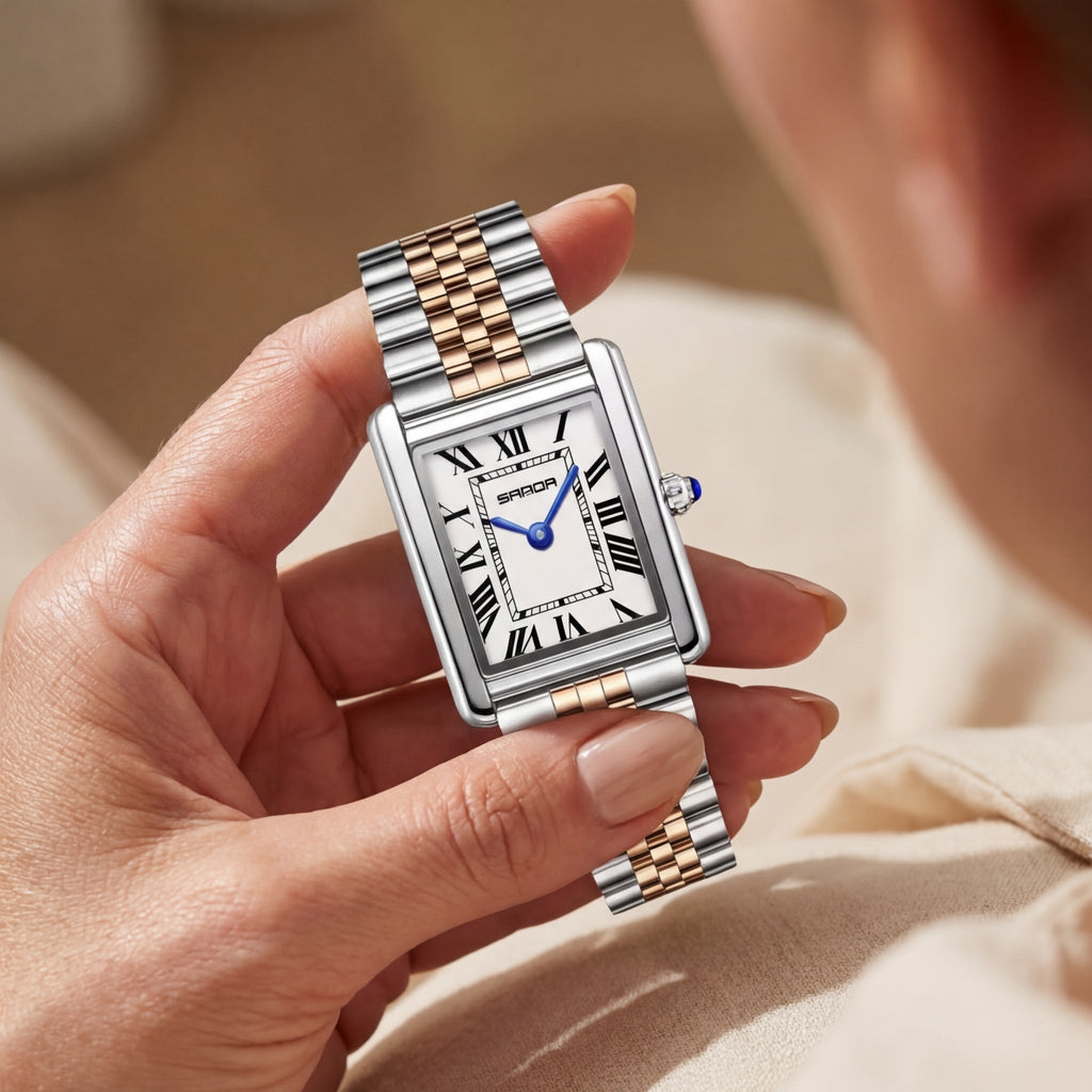 Montre Cadran Carré Acier Inoxydable pour Femme