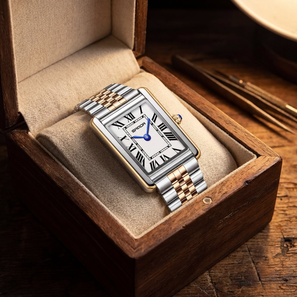 Montre Cadran Carré Acier Inoxydable pour Femme
