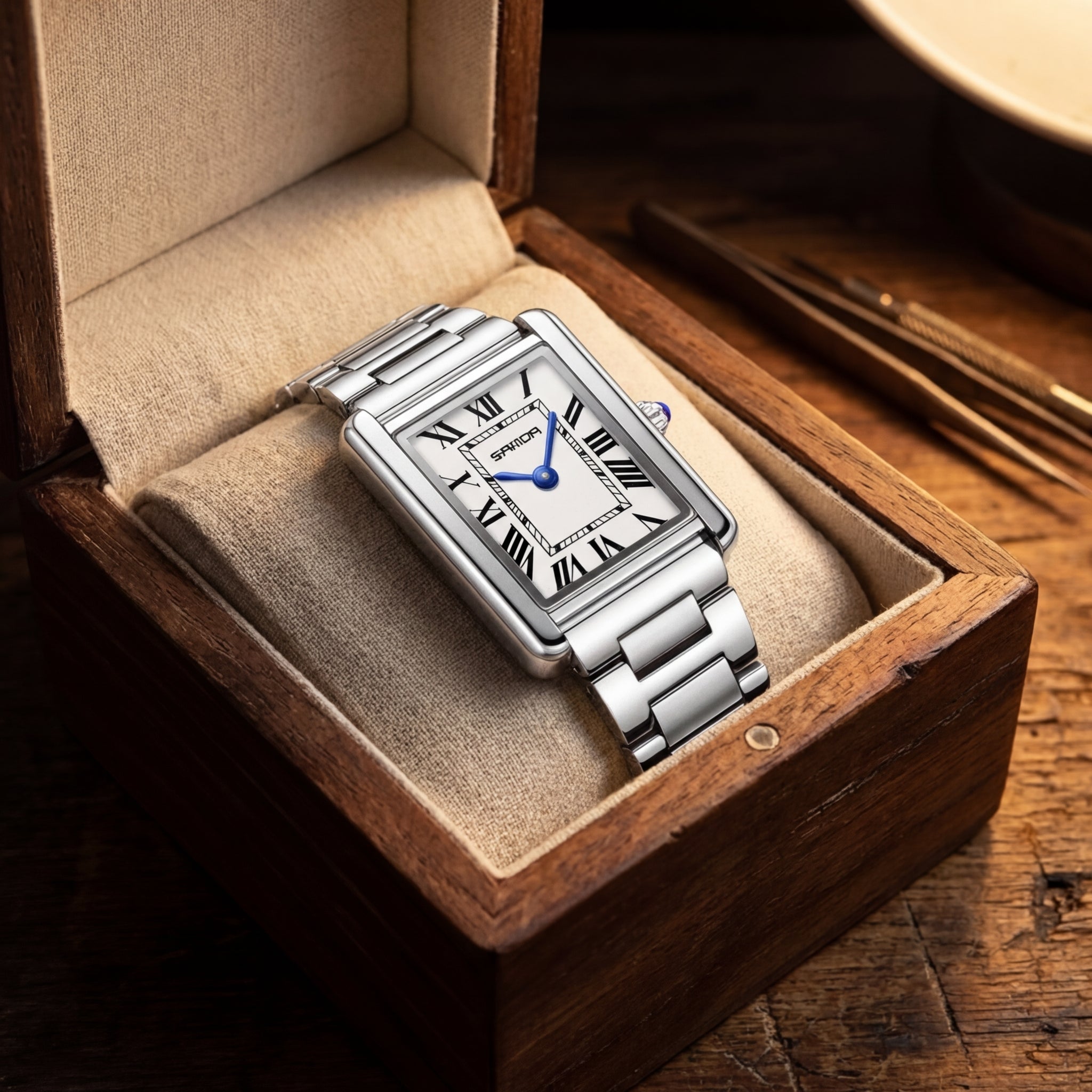 Montre Cadran Carré Acier Inoxydable pour Femme