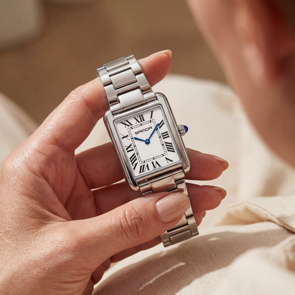Montre Cadran Carré Acier Inoxydable pour Femme