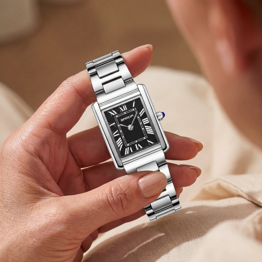 Montre Cadran Carré Acier Inoxydable pour Femme