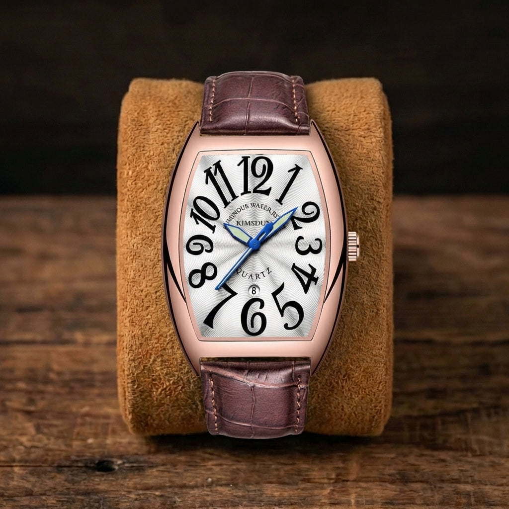 Montre Quartz Homme Bracelet Cuir Luminescent