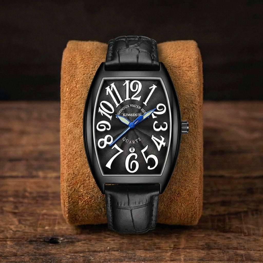 Montre Quartz Homme Bracelet Cuir Luminescent